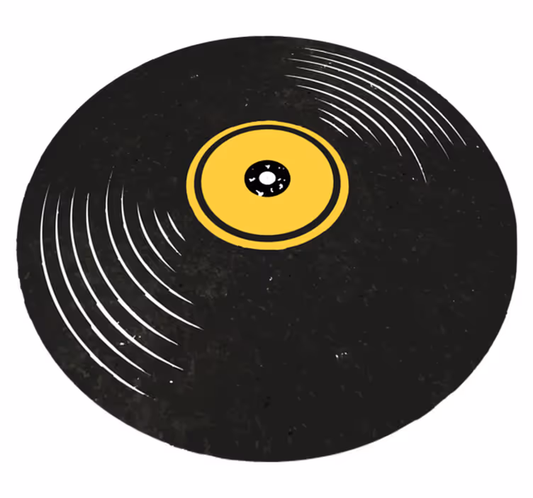 Vinylmatta svart vintage vinylskivor - Tenstickers