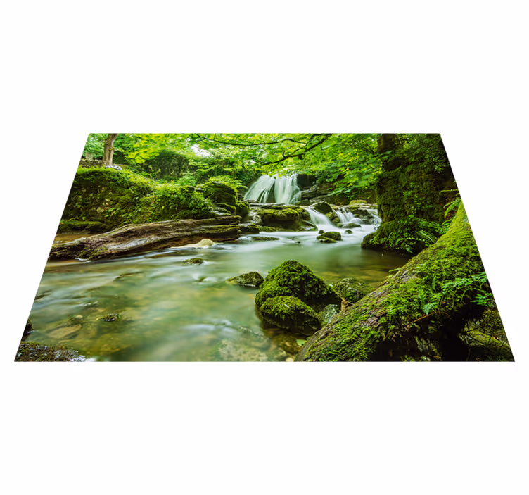 Vinylmatta grön serene vattenfall - Tenstickers