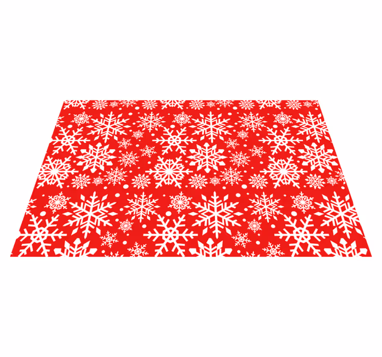 Vinylmatta röd röda snöflingor - Tenstickers
