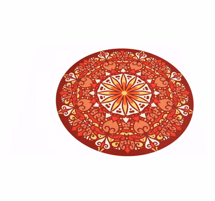 Vinylmatta röd lyxig ornamentell färgglad mandala - Tenstickers