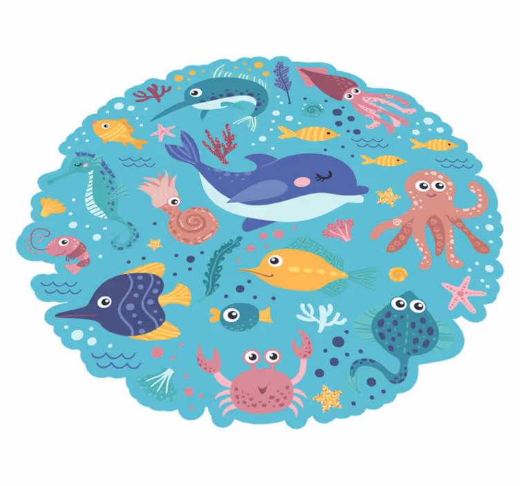 Runda fiskdjur vinylmatta - Tenstickers