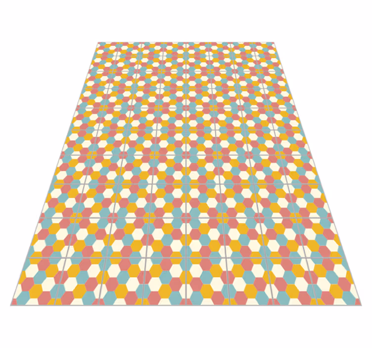 Färgglada sexhörningar geometriska vinylmattor - Tenstickers