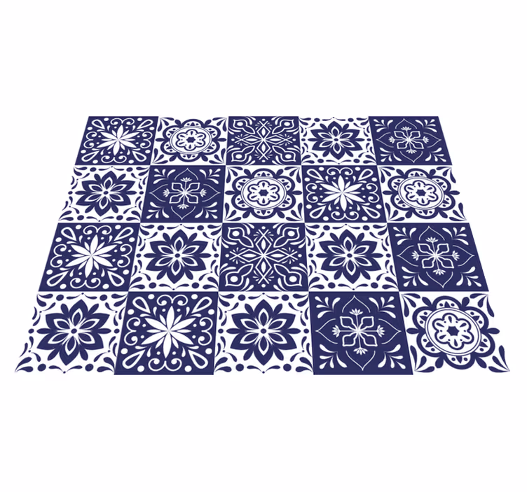 Fantastiska blommor kakel vinyl vardagsrum matta - Tenstickers