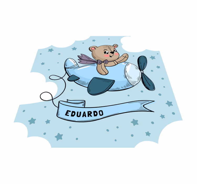 Anpassningsbar teddypilotdesign Vinylmatta namn - Tenstickers
