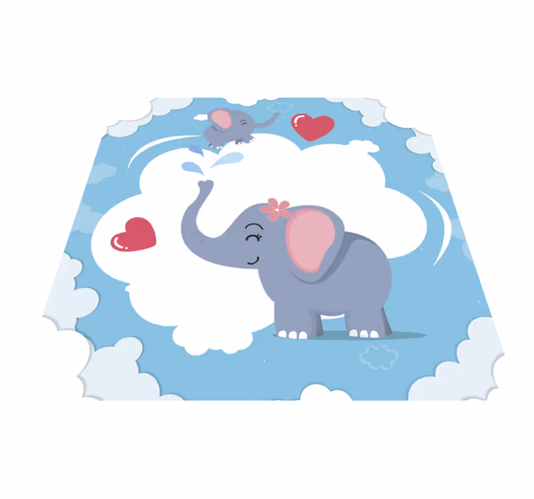 Fantastiskt hjärta och elefanter spädbarn vinyl matta - Tenstickers