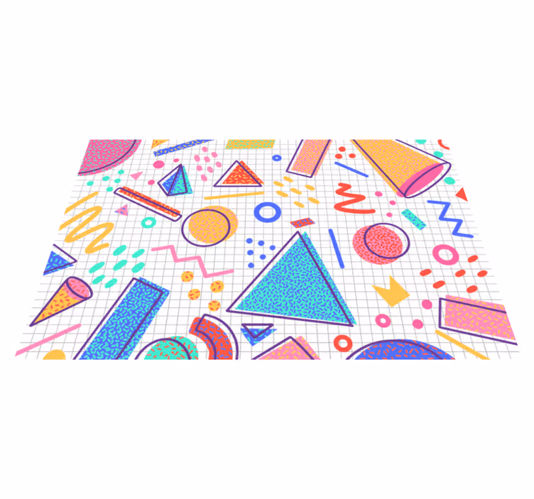Geometriska vinylmattor i retro memphis-stil - Tenstickers