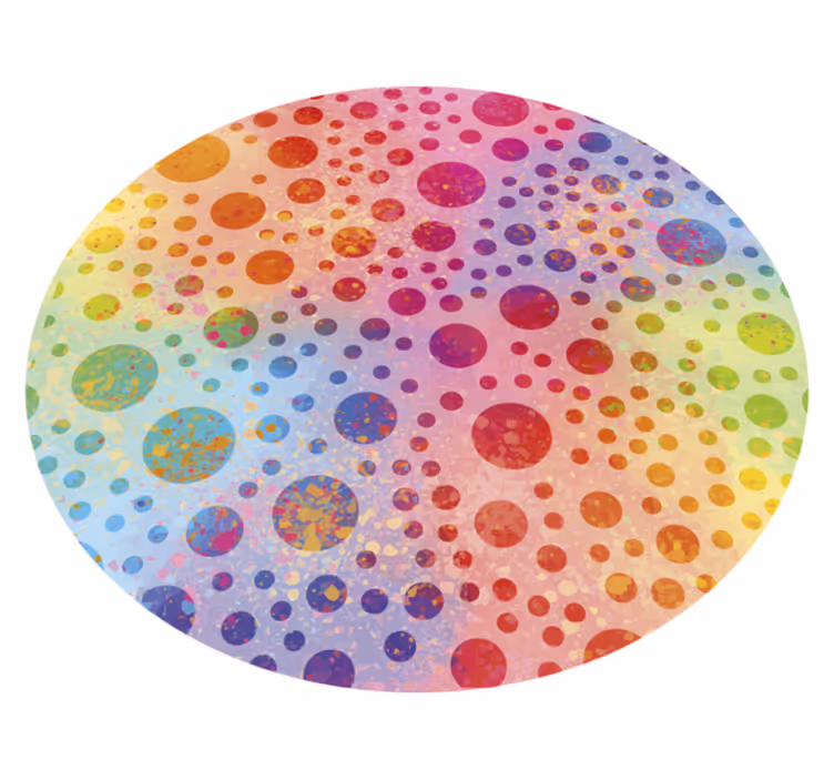 Färgglad prickig cirkulär design Runda Vinylmattor - Tenstickers