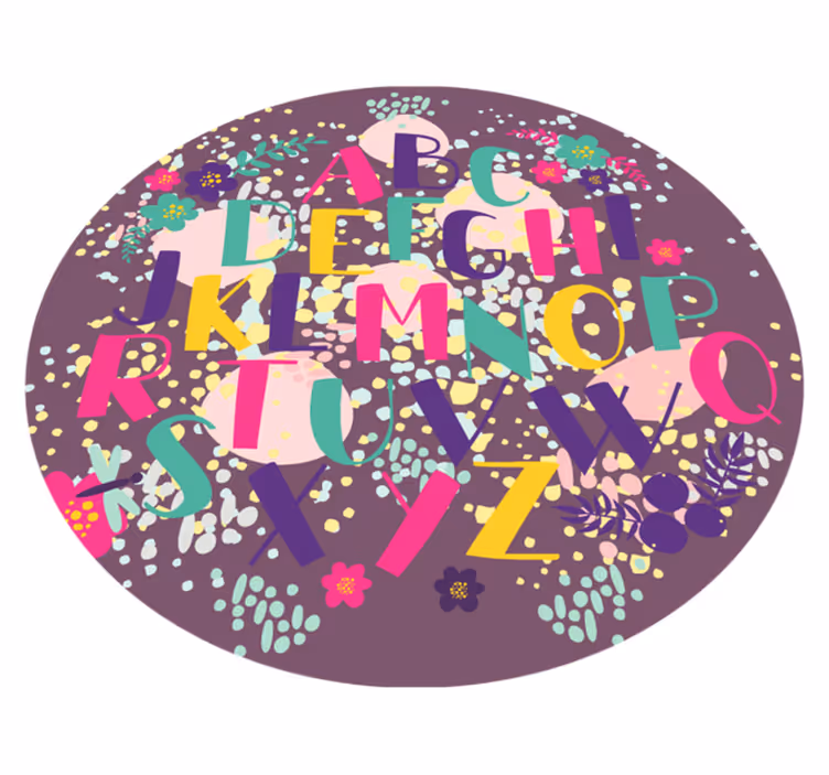 Blommig alfabetet vinyl matta - Tenstickers