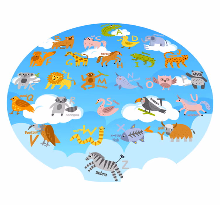 Runda engelska alfabetet matta - Tenstickers