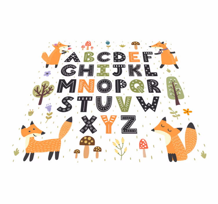 Fantastisk vinylalfabet matta med skog - Tenstickers