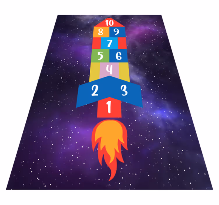 Fantastisk raketformad hopscotch-vinylmatta - Tenstickers