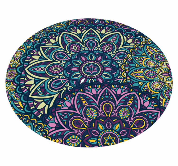 Fantastiska runda sammansättning mandala vinyl matta - Tenstickers