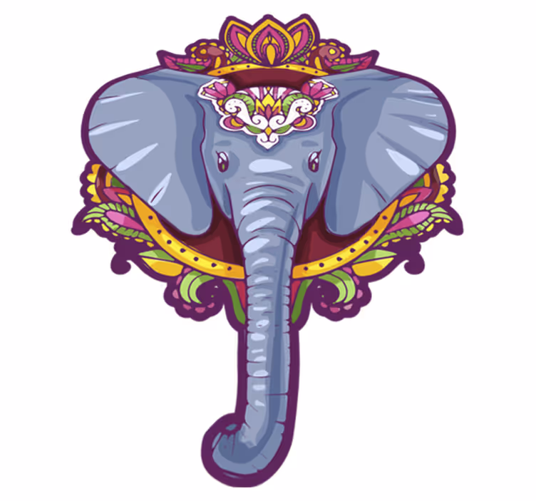 Fantastisk elefantformad mandala vinylmatta - Tenstickers