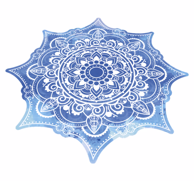 Fantastisk blå akvarell mandala vinylmatta - Tenstickers