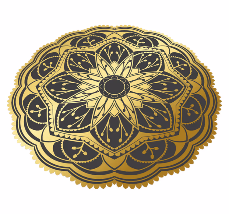 Guldeffekt blomma mandala vinyl matta - Tenstickers