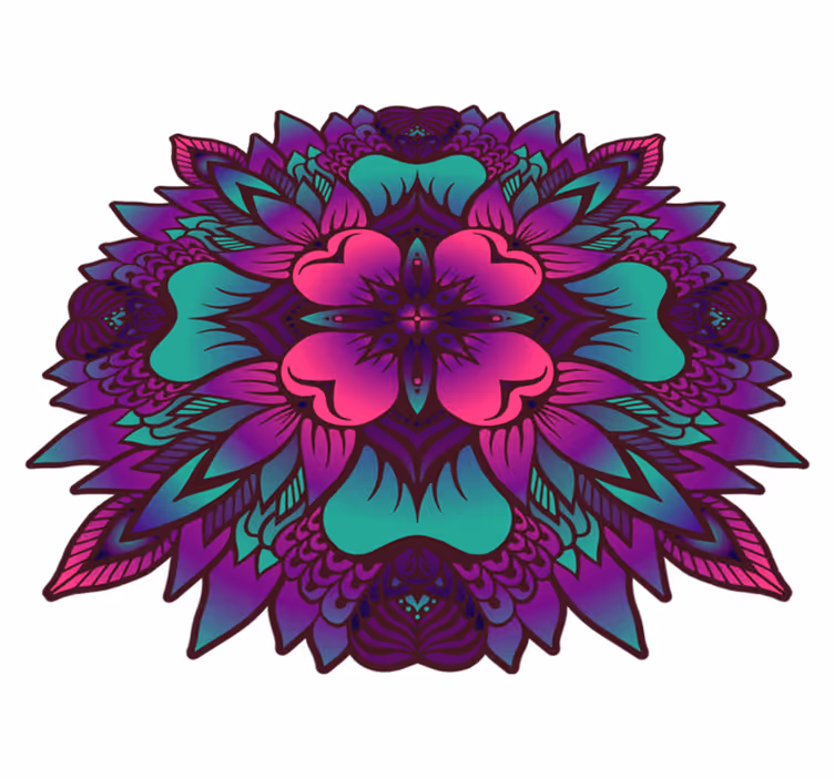 Blommig mandala lila och lila vinylmatta - Tenstickers