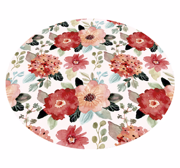 Vinylmatta i vintage stil med blommor - Tenstickers