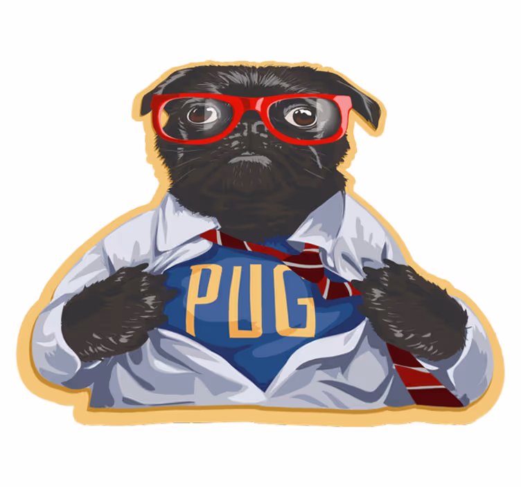 Retro vinylmatta - hund med glasögon - Tenstickers