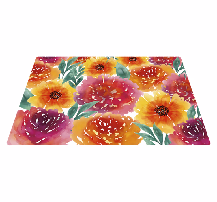 Vintage vinylmattor i fullfärgade blommor - Tenstickers