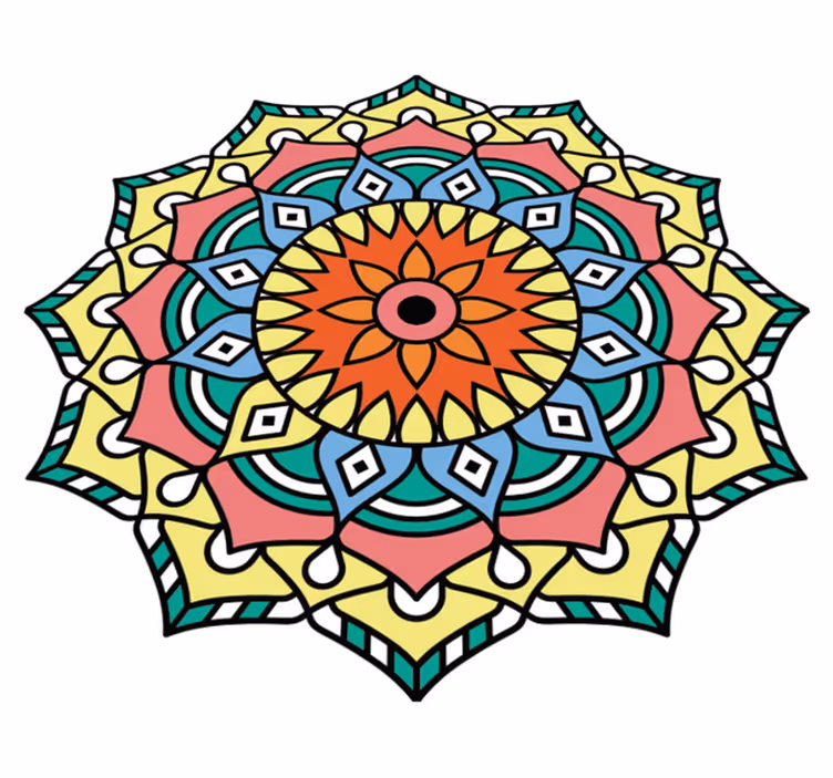 Färgglada mandala blomma formade vinyl matta - Tenstickers