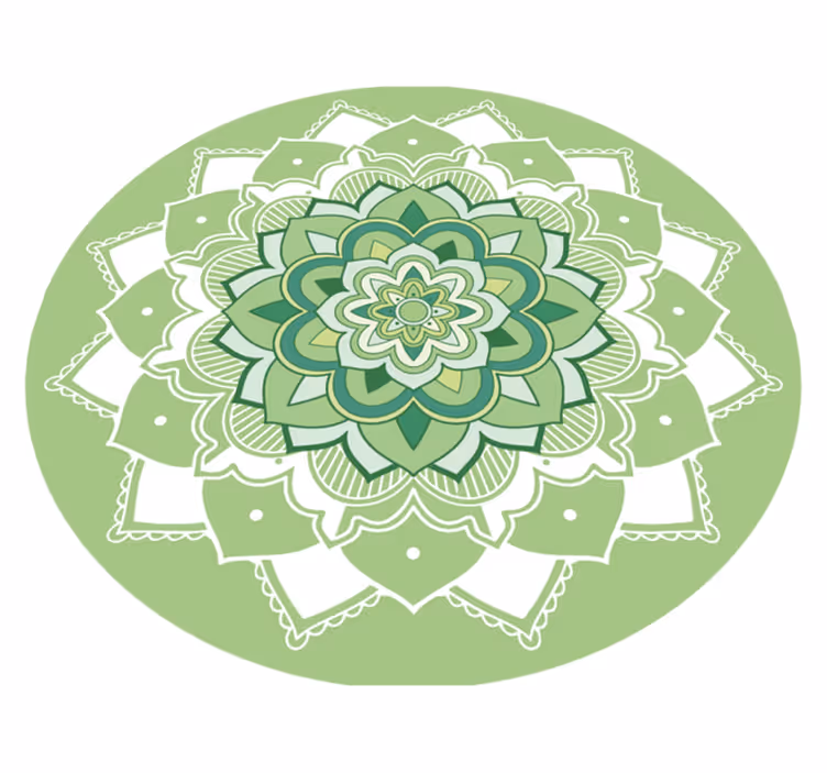 Grön blommig mandala vinylmatta - Tenstickers
