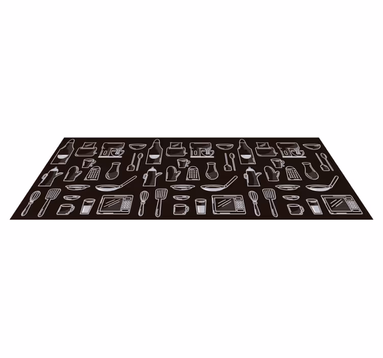 Rektangulärt köksredskap modern vinylmatta - Tenstickers