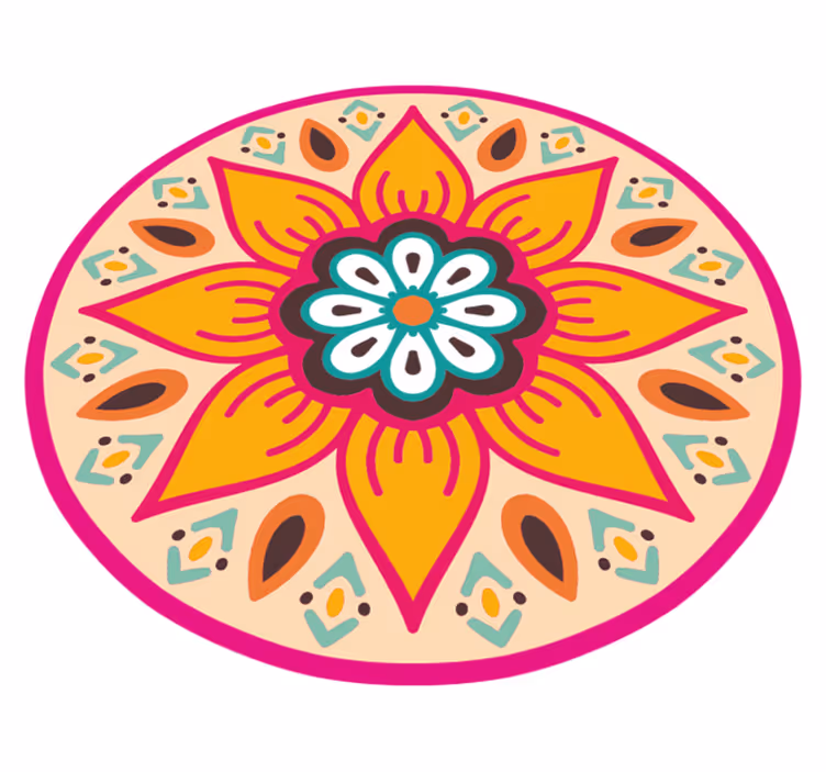 Underbara runda blommor mandala vinyl matta - Tenstickers
