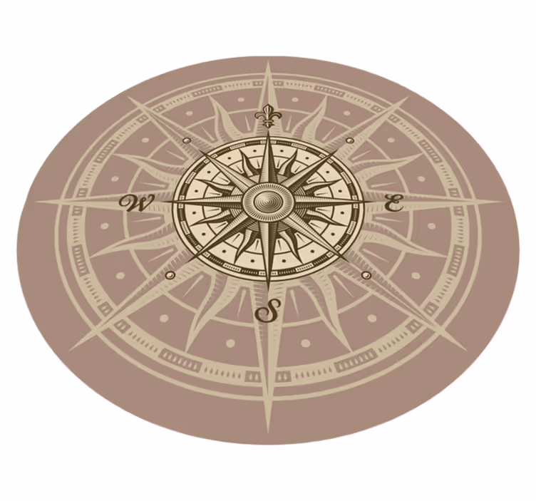 Underbara runda vintage kompass vinyl matta - Tenstickers