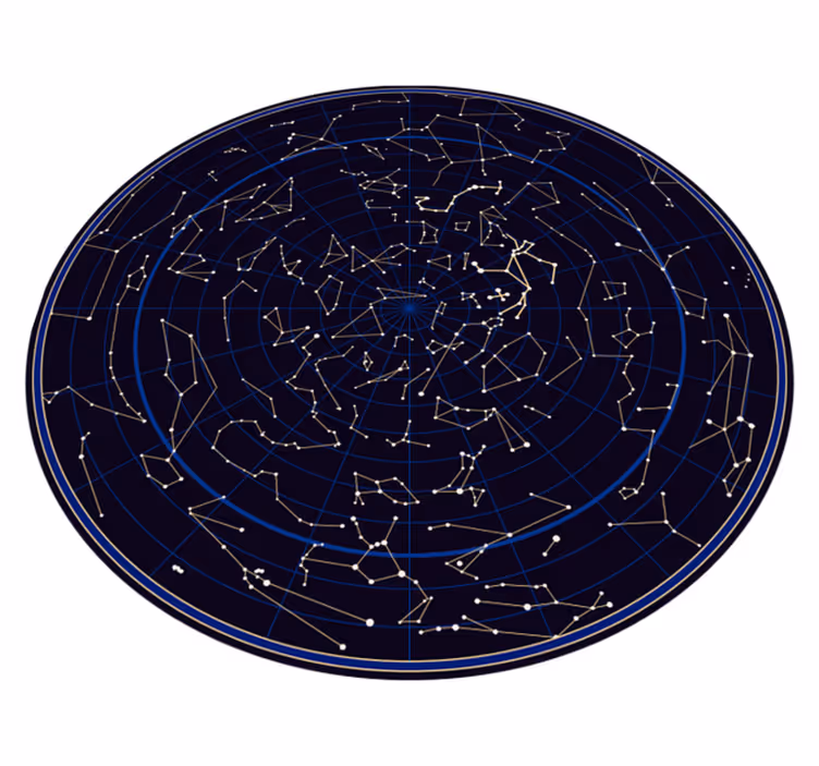 Konstellation cirkulär Vinylmatta Världskarta - Tenstickers