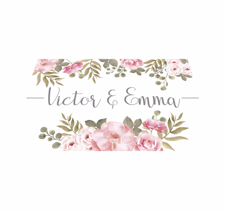 Personnaliserat blomsternamn vinylmatta - Tenstickers