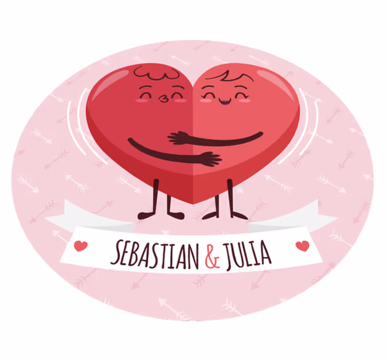 Personlig hjärta illustration Vinylmatta namn - Tenstickers