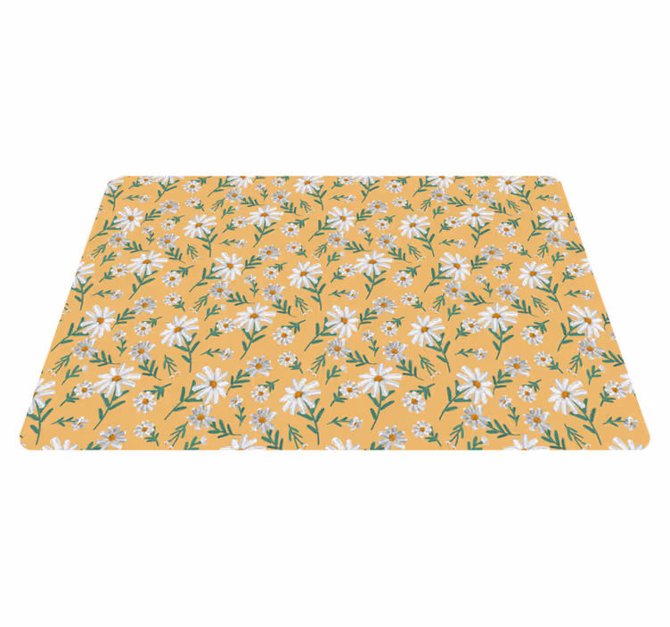 70-tals tusensköna blommagul vinylmatta - Tenstickers