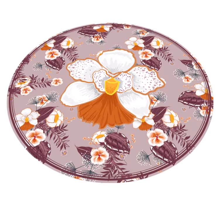 Blommönstrad cirkel Vinylmatta blommor och växter - Tenstickers