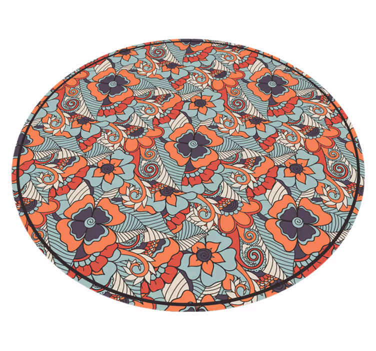 Runda blommor paisley vinylmatta för matsal - Tenstickers