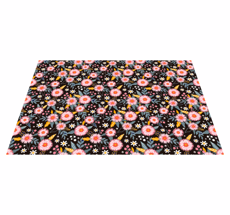 Retro blommor vinyl vardagsrumsmatta - Tenstickers
