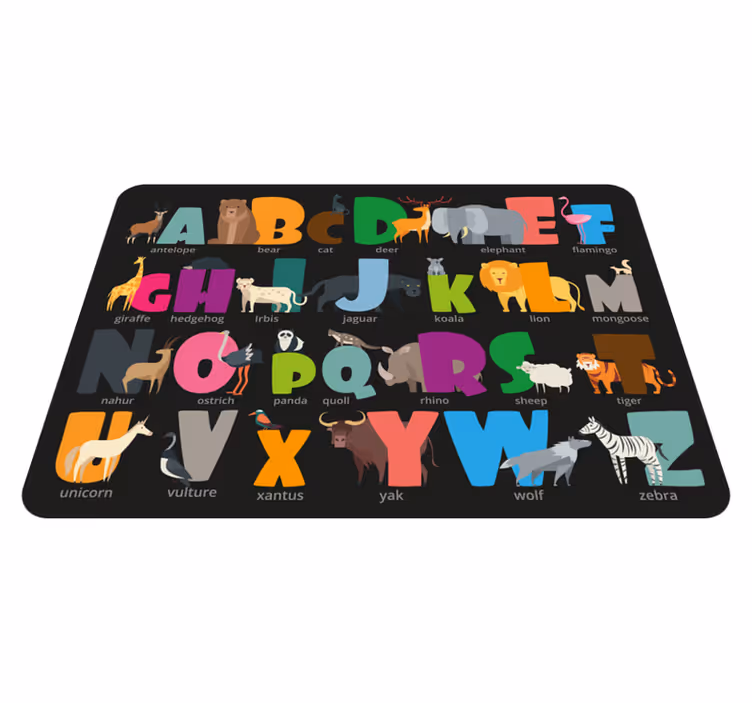 Djur alfabetet och vinyl alfabet matta - Tenstickers
