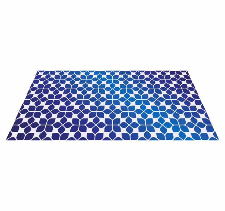 Blå blommor mosaik vinyl matta - Tenstickers
