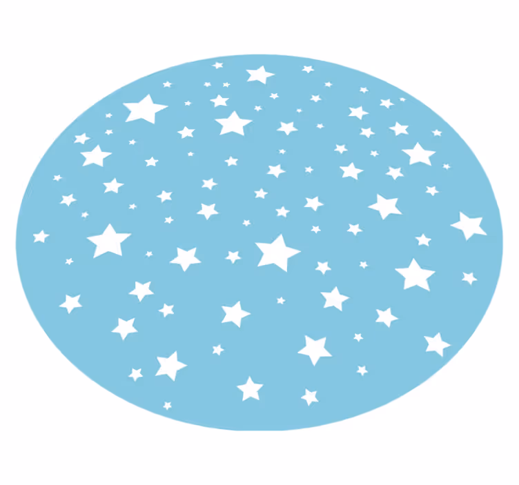 Blå stjärnor runt vinylmatta - Tenstickers