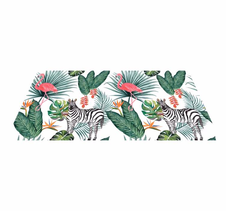 Flamingo & zebra vinylmatta - Tenstickers