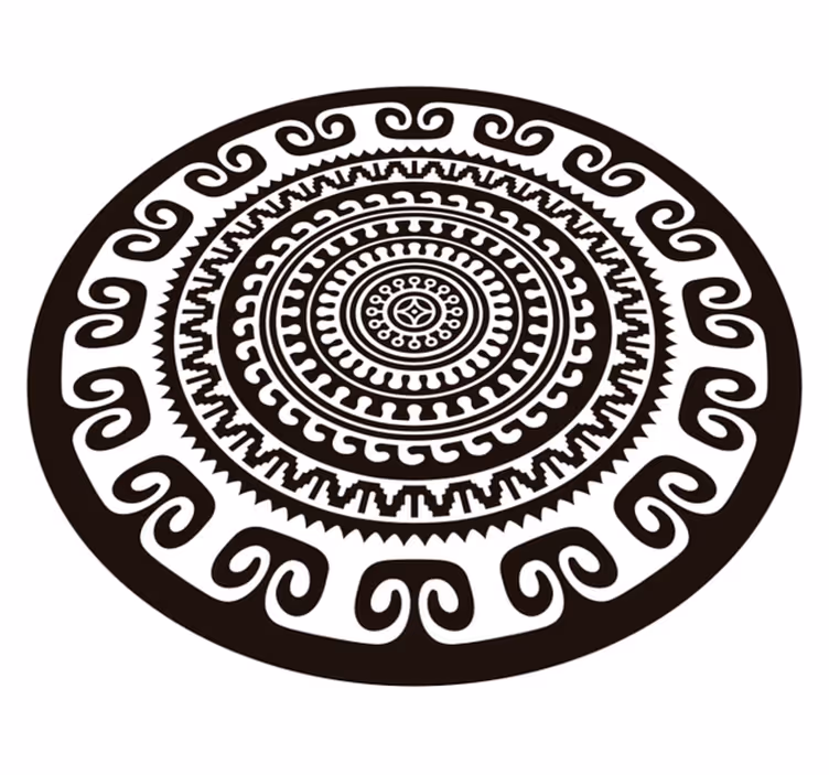 Svart och vitt mandala sovrum vinyl matta - Tenstickers