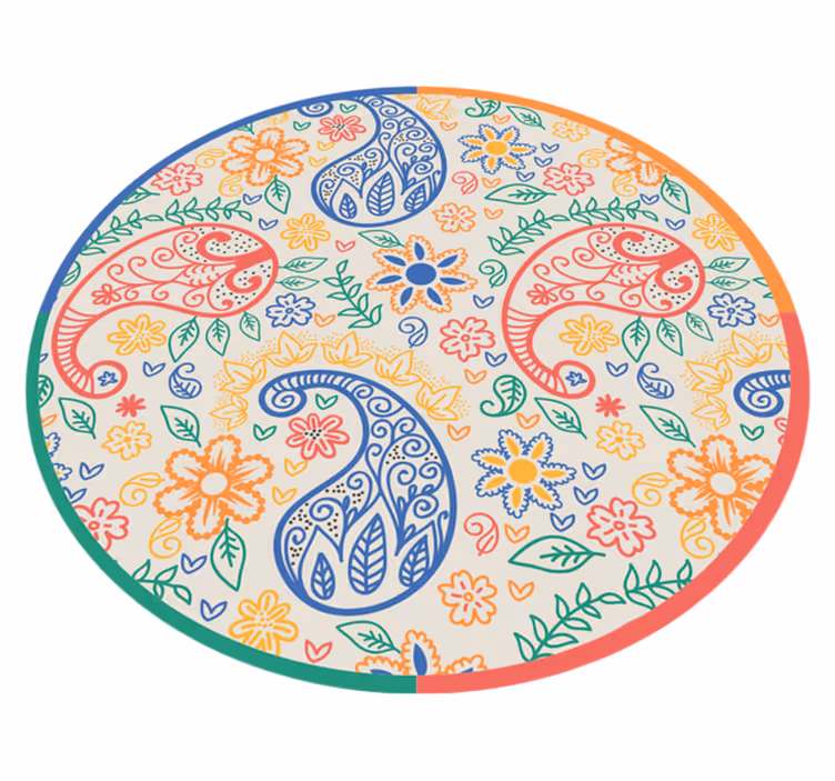 Blommiga paisleymotiv Vinylmatta blommor och växter - Tenstickers
