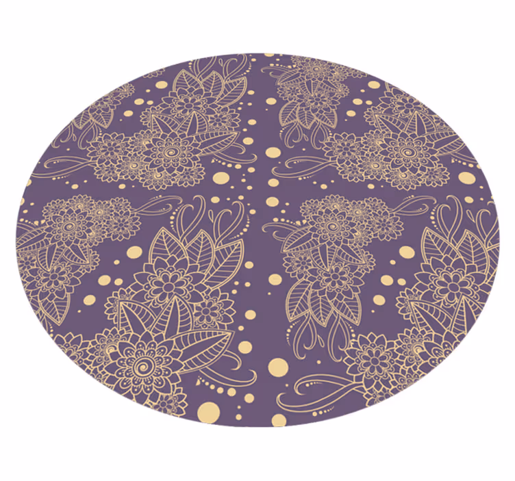Blommig paisley hörn vinyl vardagsrumsmatta - Tenstickers