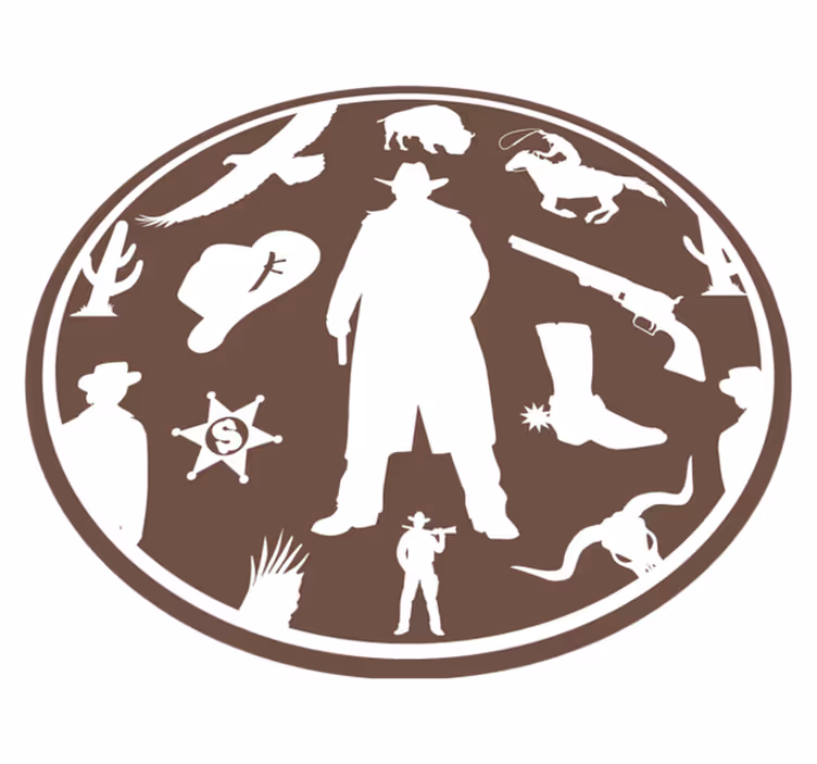 Cowboy och hästar mönster barn vinyl matta - Tenstickers