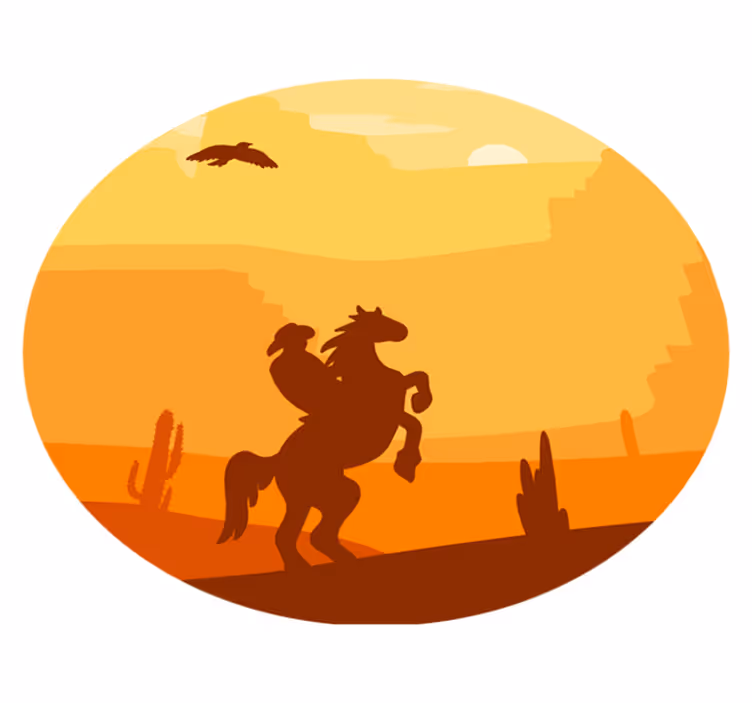 Cowboy landskap barn vinyl matta - Tenstickers