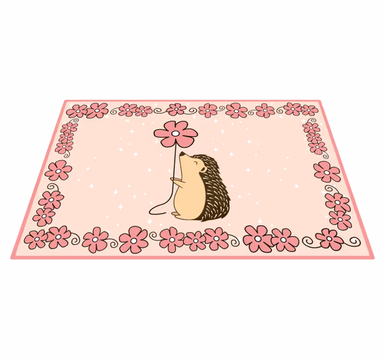 Igelkott blommig Vinylmatta daghem - Tenstickers
