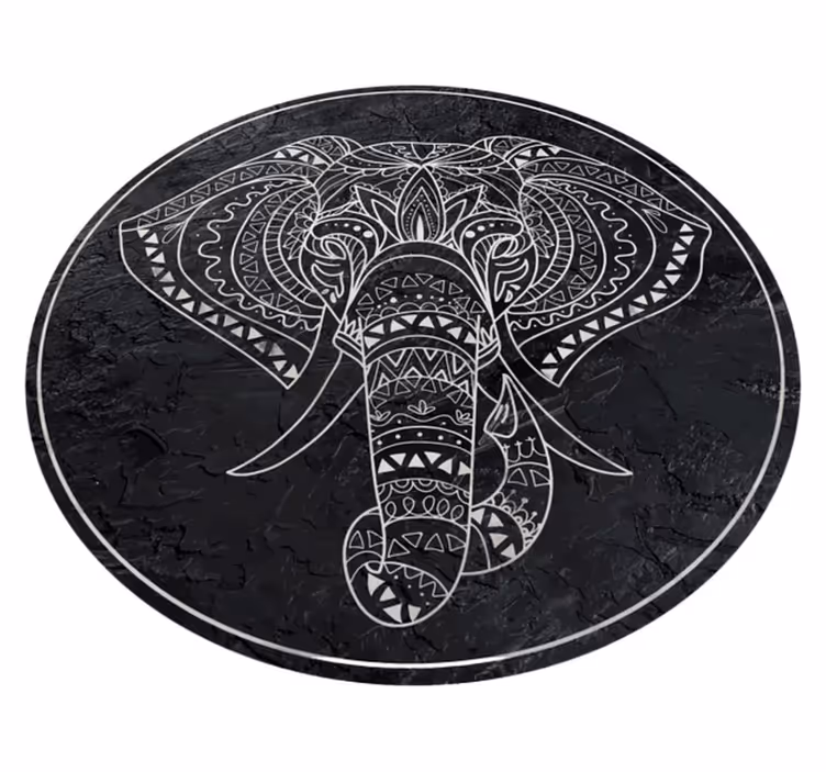 Elefantformad marmor textur mandala matta - Tenstickers