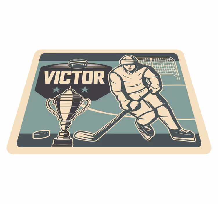 Hockeyspelare med vinylbarnmatta för barn - Tenstickers