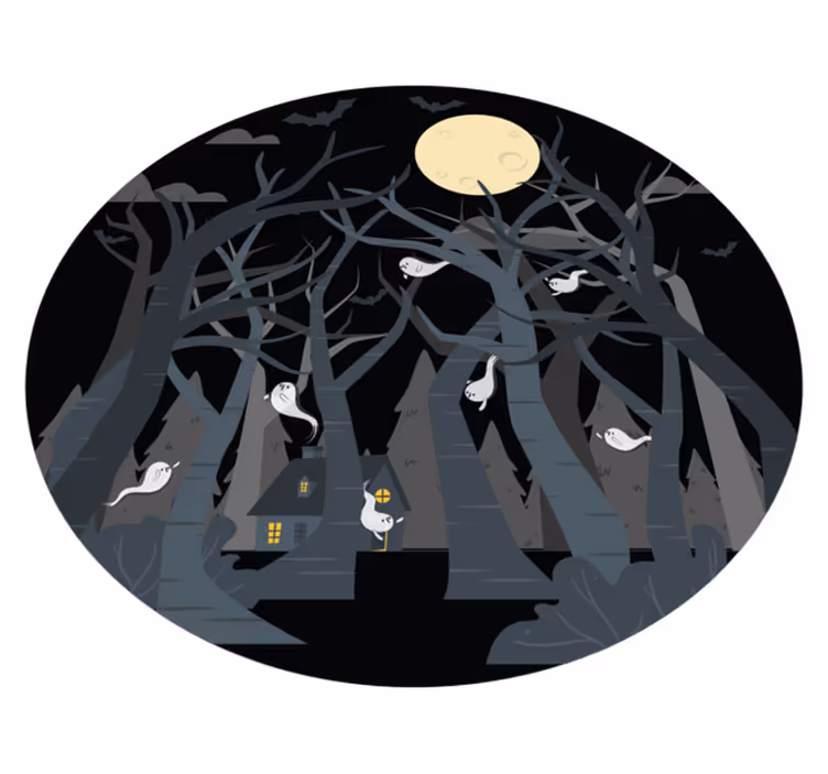Kuslig skogsscen Vinylmatta Halloween - Tenstickers