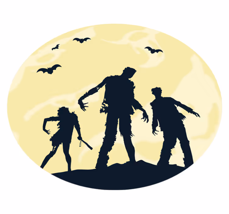 Skräck zombie familj vinyl vardagsrum matta - Tenstickers