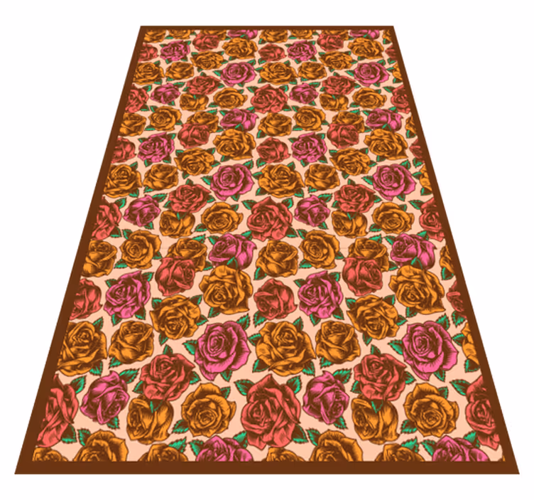 Rosmönstrad Vinylmatta blommor och växter - Tenstickers